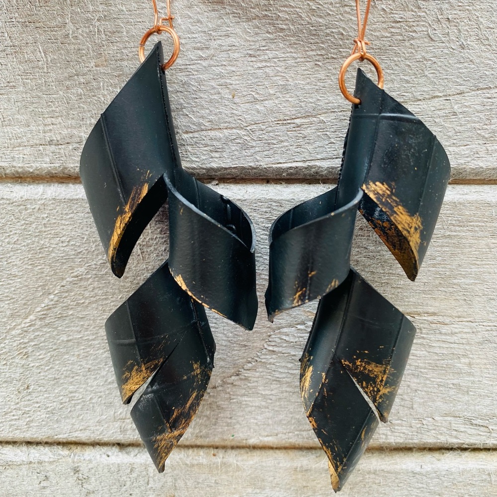 Recycled bike tire earrings